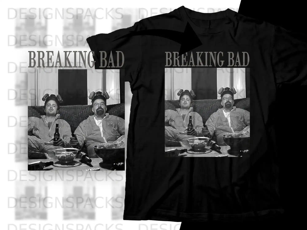Black t-shirt with Breaking Bad characters and logo.