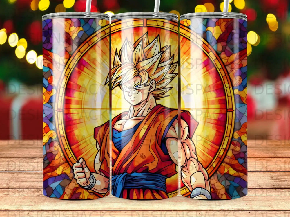 Dragon Ball Z Goku with stained glass background.