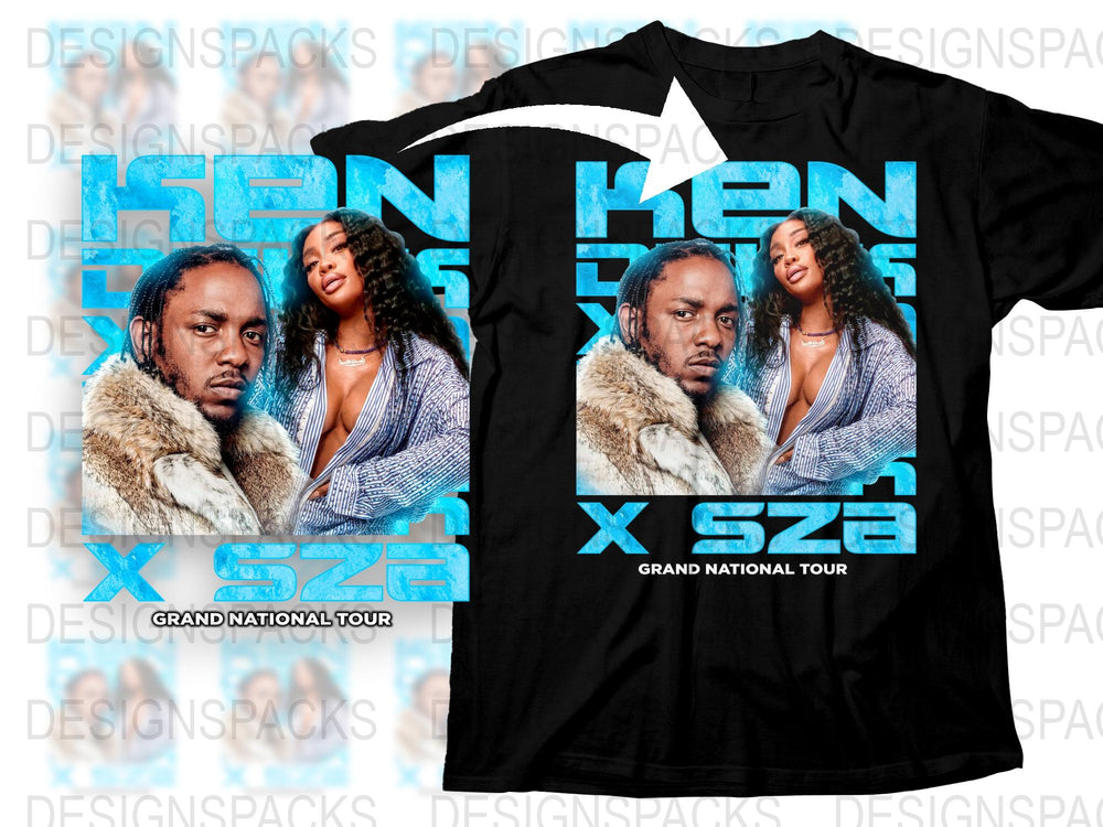 Kendrick Lamar SZA Grand National Tour Graphic T-Shirt, Hip Hop Band Tee, Urban Music Fan Apparel, Black Cotton Shirt