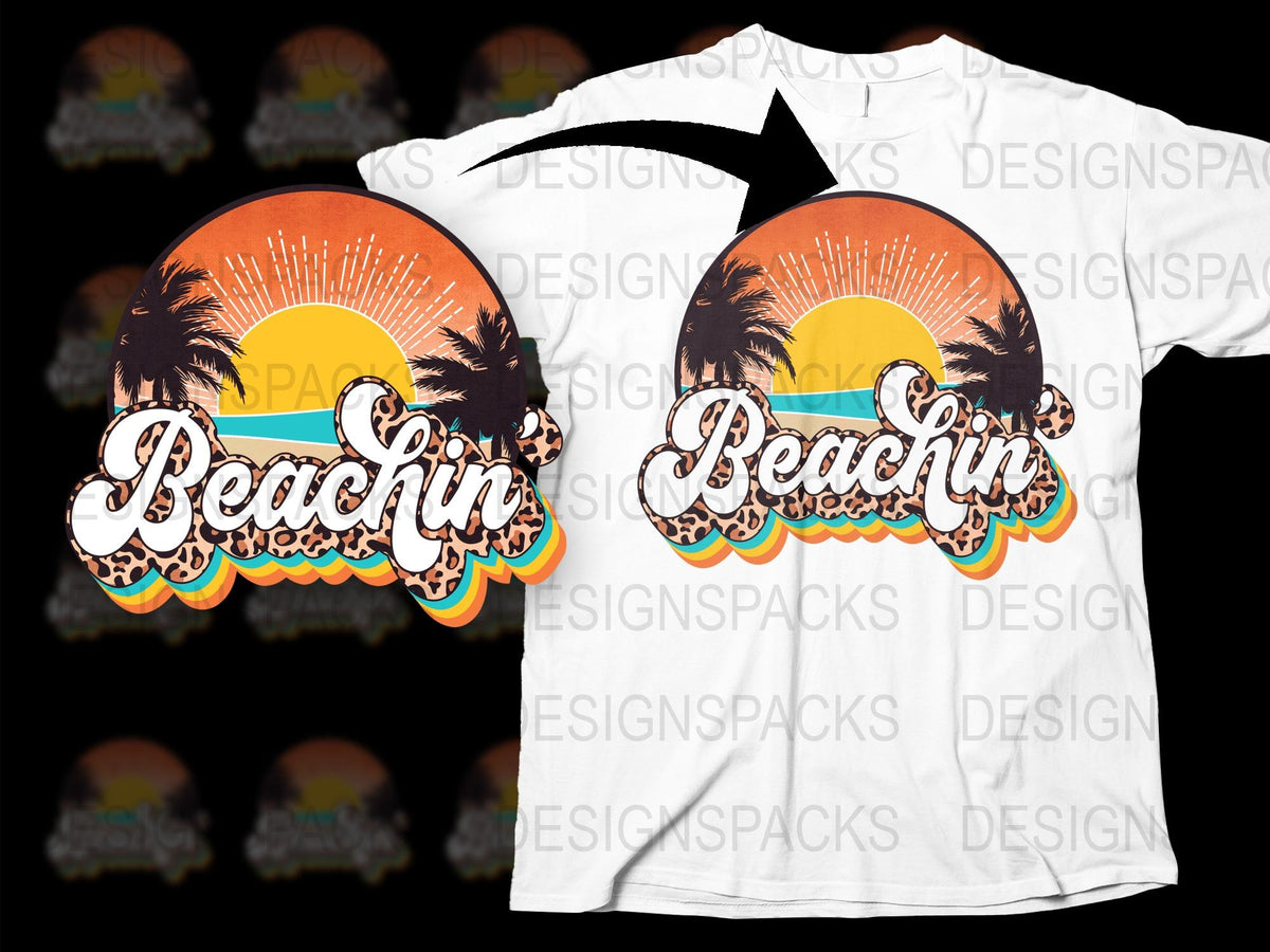 Beachin' Tropical Sunset Graphic T-Shirt, Summer Beach Casual Wear, Unisex Fashion Tee
