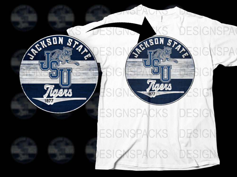 Jackson State University JSU Tigers Graphic T-Shirt, Vintage College Logo, White Crew Neck Tee, Casual Sportswear, Unisex Apparel