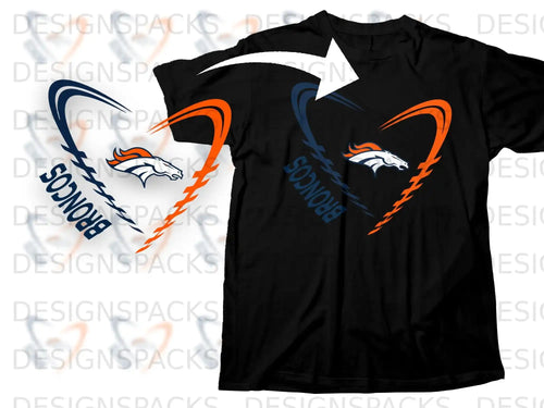 Broncos Heart Design T-shirt for Sports Fans