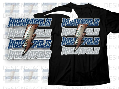 Indianapolis Football Lightning Bolt Graphic T-Shirt