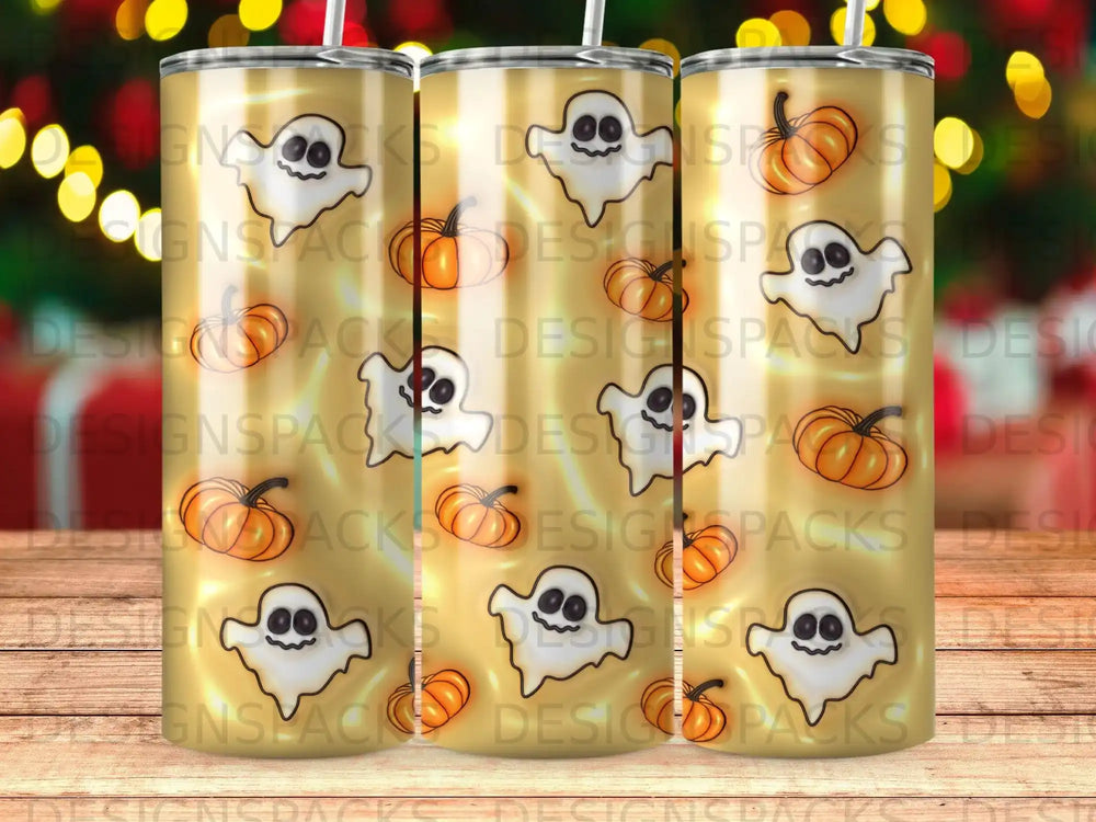Golden Background Ghosts Pumpkins Halloween Pattern product type