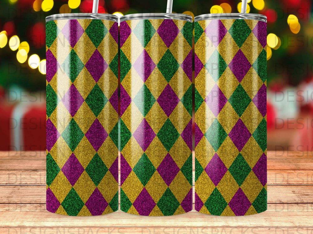Green Gold Purple Diamond Pattern Tumbler product type