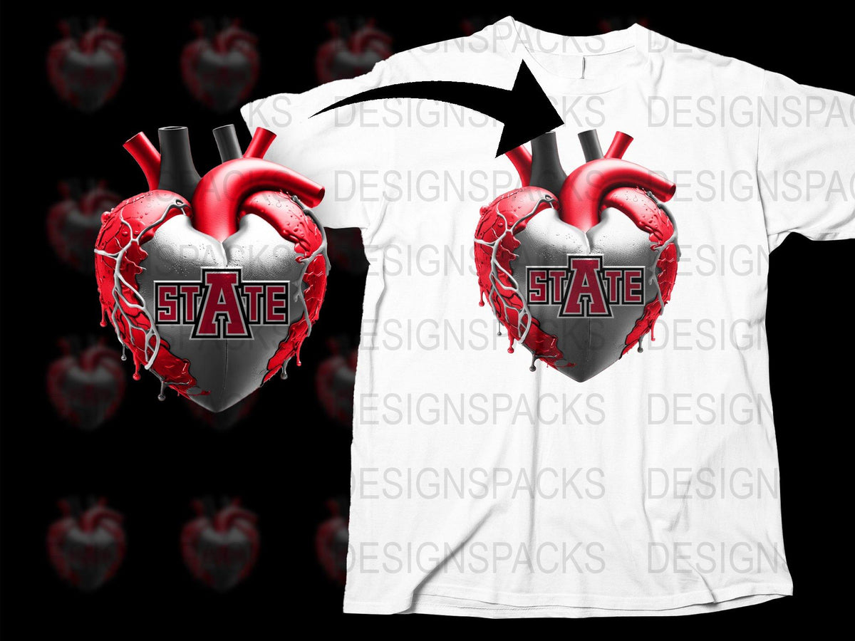 Graphic Anatomical Heart T-Shirt, Bold State Love Design, Unique Heart Tee, Fashionable Unisex Top