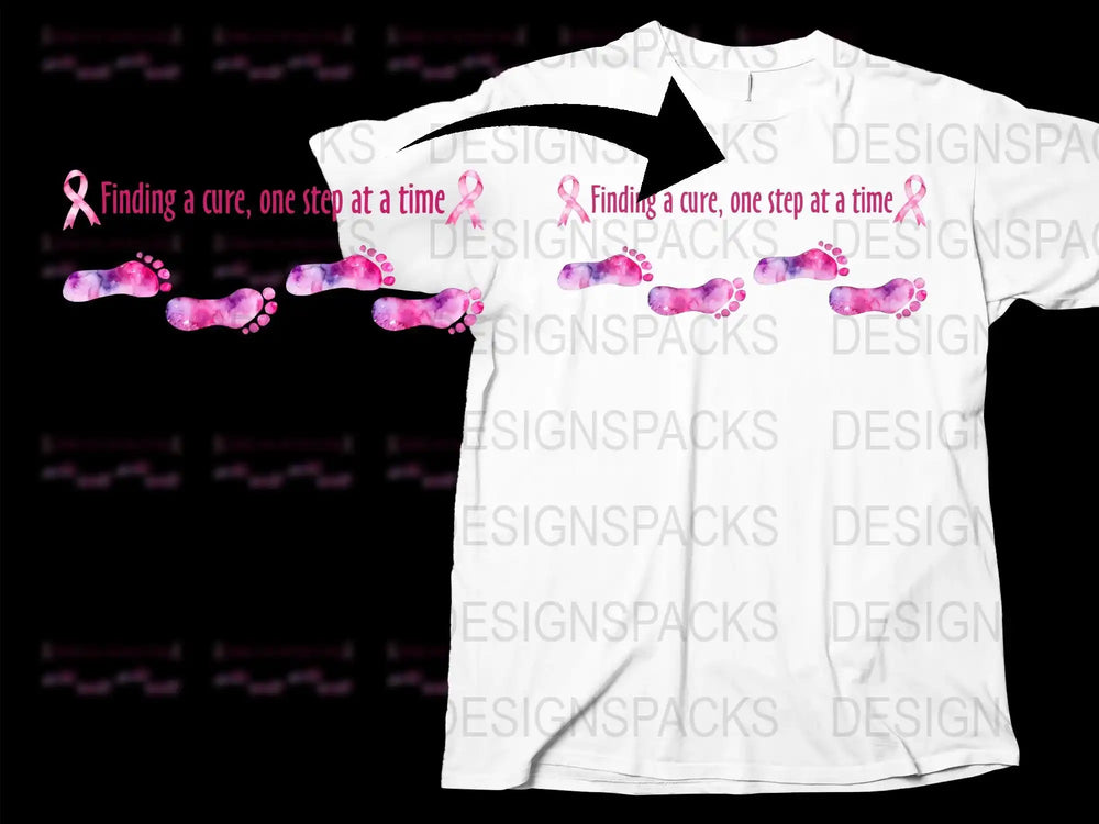 Breast Cancer Awareness T-Shirt, Finding a Cure One Step at a Time, Pink Ribbon Graphic Tee, Inspirational Support Shirt
