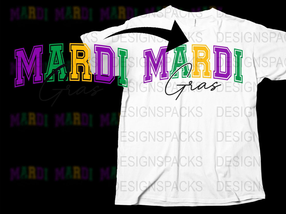 Mardi Gras T-Shirt Colorful Lettering, Parade Party Outfit, Festival Clothing, Men's Women's Unisex Tee