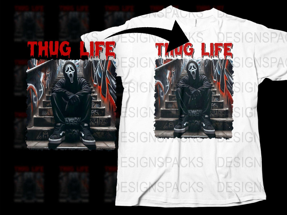 Thug Life Urban Street Art T-Shirt, Cool Graffiti Hoodie Design, Hip Hop Style Apparel, Unisex Fashion Tee