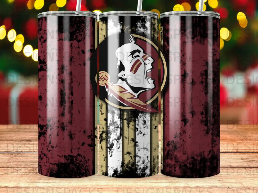 Florida State Seminoles logo on a dark grunge background tumbler.