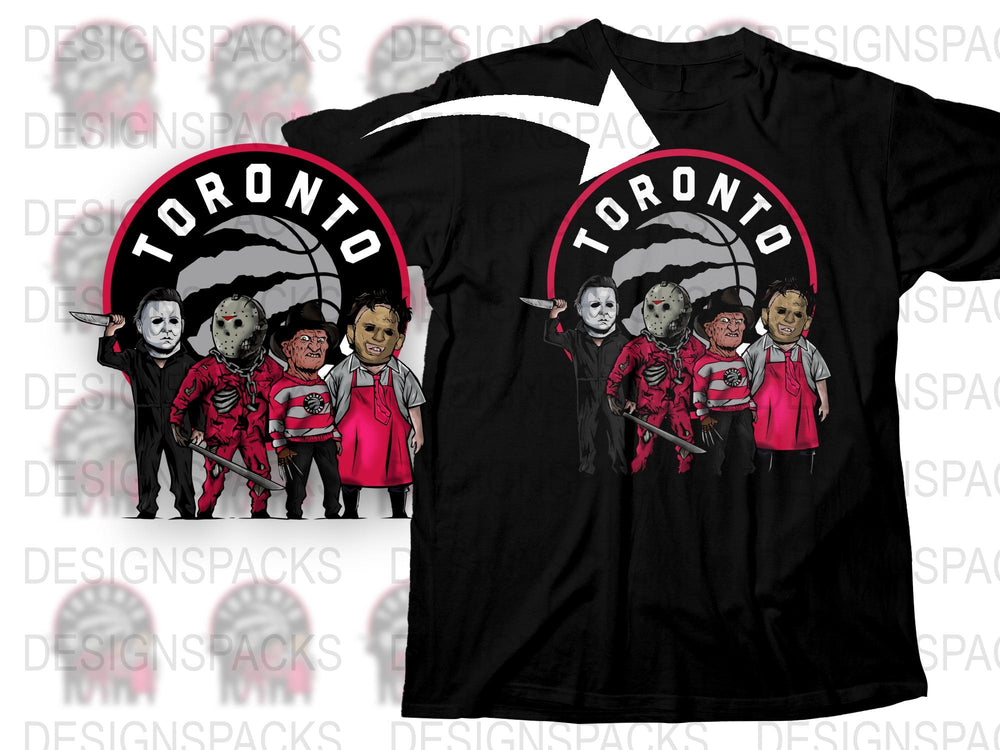 Toronto Themed T-Shirt, Unique Horror Movie Icons Design, Black and Red, Unisex Tee