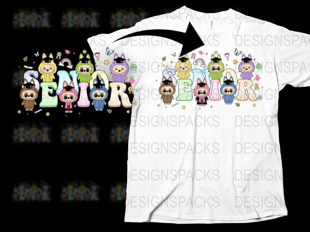 Cute Senior Dogs T-Shirt, Colorful Cartoon Puppies, Animal Lover Gift, Unisex Adult Casual Tee
