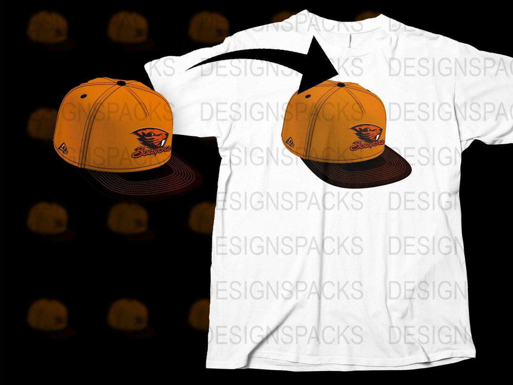 Orange Bird Logo Snapback Hat and Matching T-Shirt, Trendy Streetwear Outfit, Casual Urban Apparel