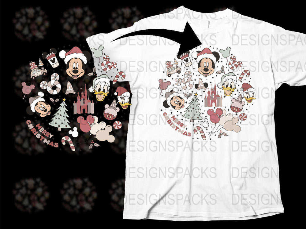 Disney Christmas T-Shirt, Mickey Minnie Holiday Graphic Tee, Festive Family Matching Shirts, Kids and Adults Xmas Top