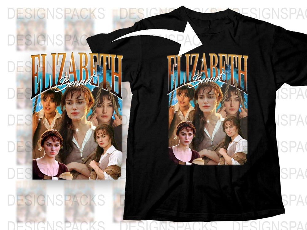 Elizabeth Bennet Pride and Prejudice T-Shirt, Jane Austen Fan Art, Literary Gift, Vintage Style, Women's Fashion Tee
