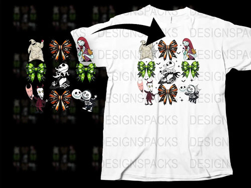 Nightmare Before Christmas Inspired T-Shirt, Jack Skellington Sally Graphic Tee, Unisex Cotton Shirt