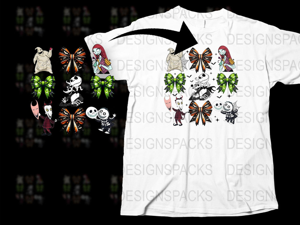 Nightmare Before Christmas Inspired T-Shirt, Jack Skellington Sally Graphic Tee, Unisex Cotton Shirt