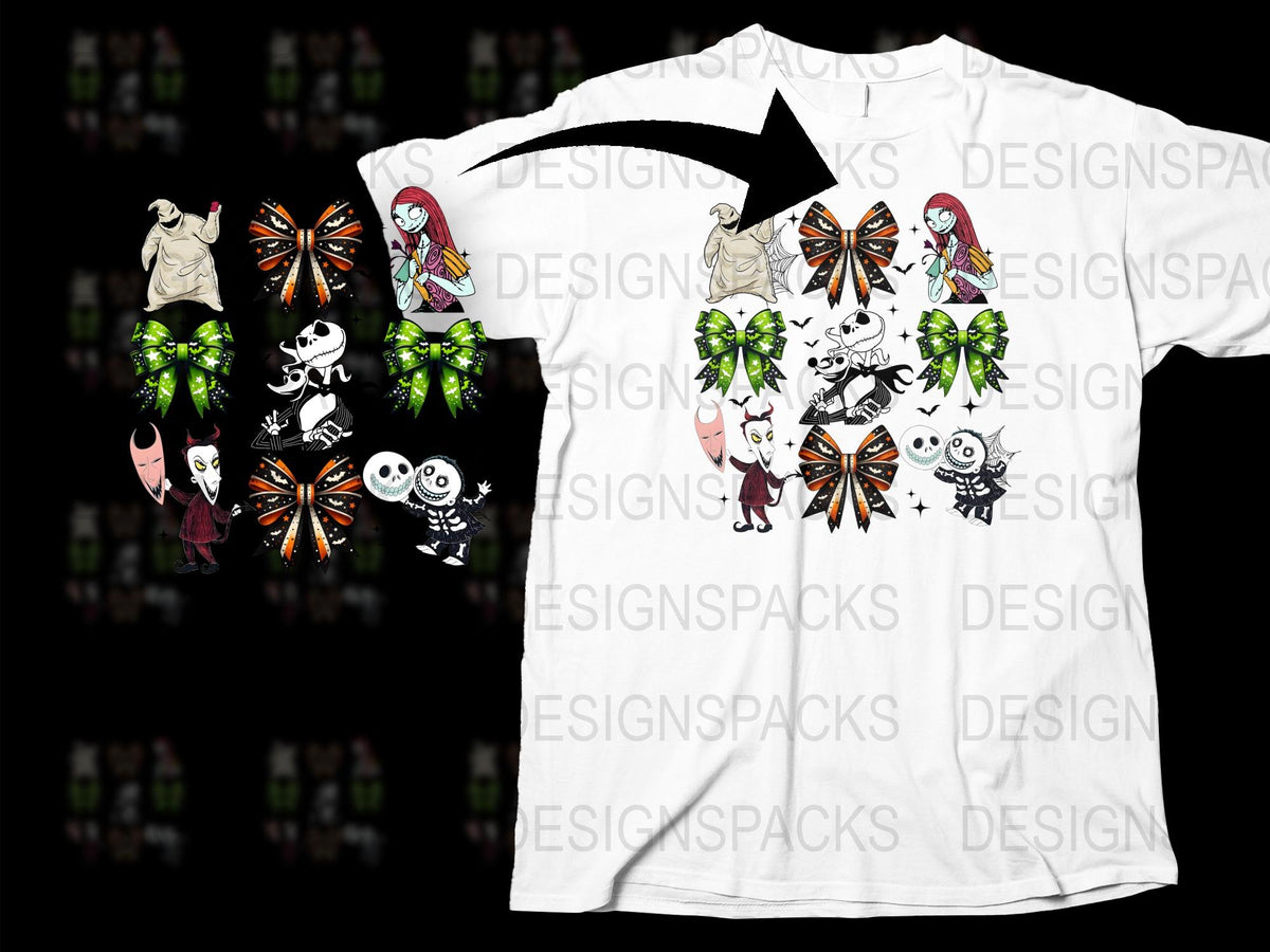 Nightmare Before Christmas Inspired T-Shirt, Jack Skellington Sally Graphic Tee, Unisex Cotton Shirt