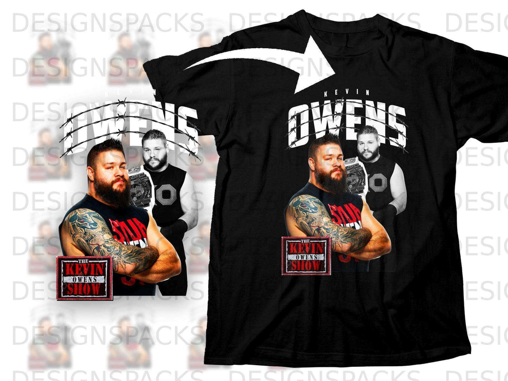 Black t-shirt with Kevin Owens graphic and "The Kevin Owens Show" text.