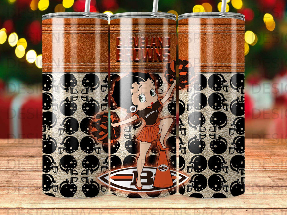 Betty Boop in Cleveland Browns cheerleader uniform with team logo.