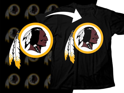 Print-ready Native American profile design on black t-shirt, ideal for DTF/DTG printing