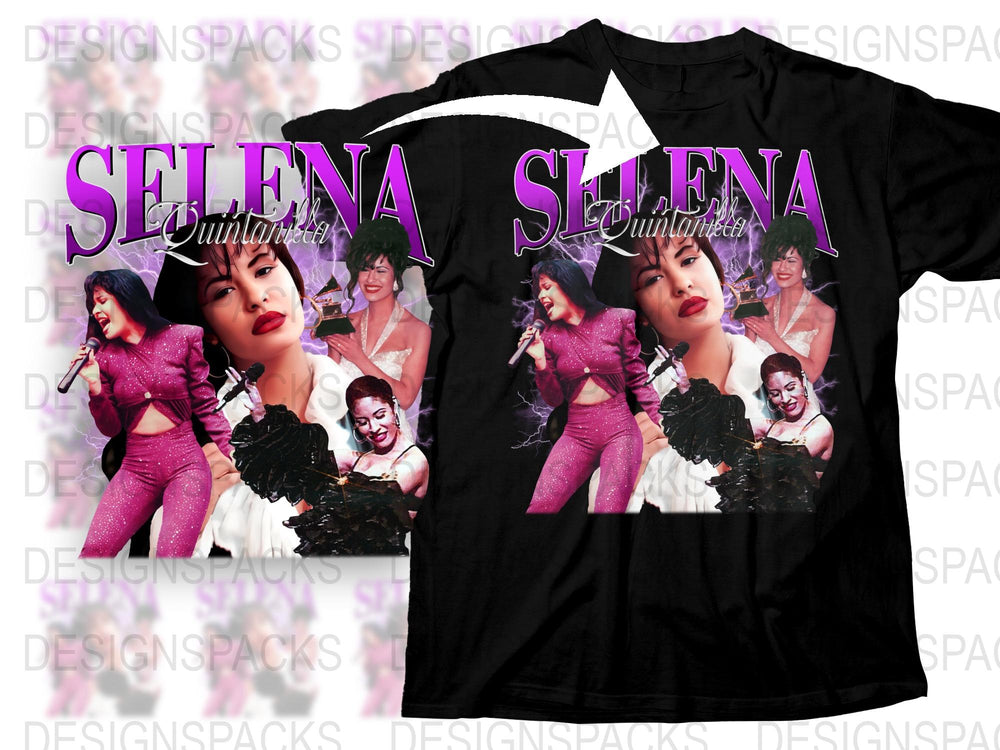 Vintage Selena Quintanilla T-Shirt, Retro 90s Pop Star Graphic Tee, Collector's Edition Black Shirt with Multiple Images