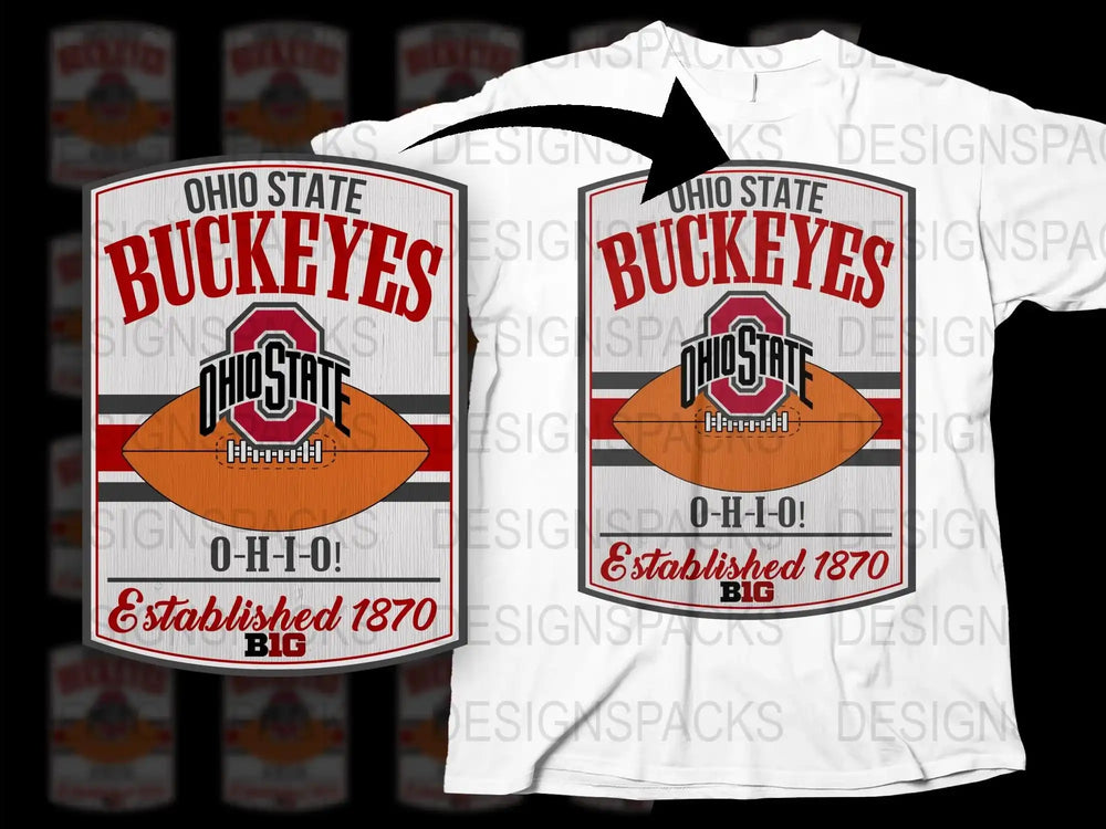 Ohio State Buckeyes T-Shirt, Vintage College Football Tee, Established 1870, Big Ten Apparel