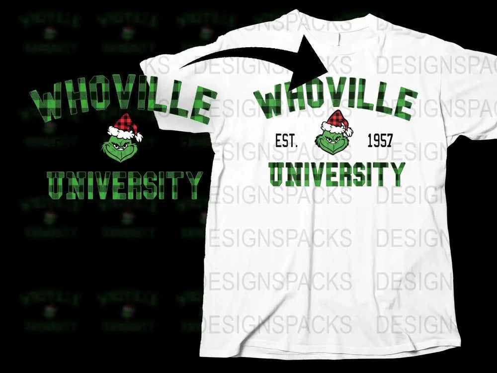 Whoville University T-Shirt 1957, Classic College Tee, Gift for Grinch Lovers, Vintage Style Graphic Shirt for Fans