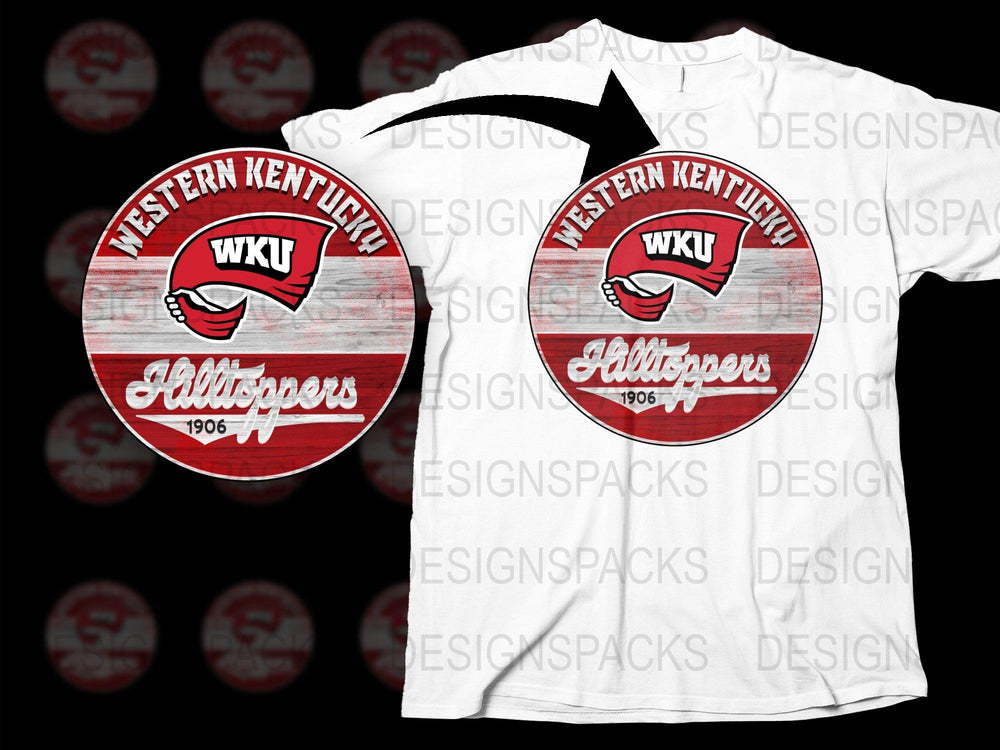 Western Kentucky WKU Hilltoppers Graphic T-Shirt, Vintage Style Sports Tee, College Fan Apparel, Red and White Design, 1906 Logo