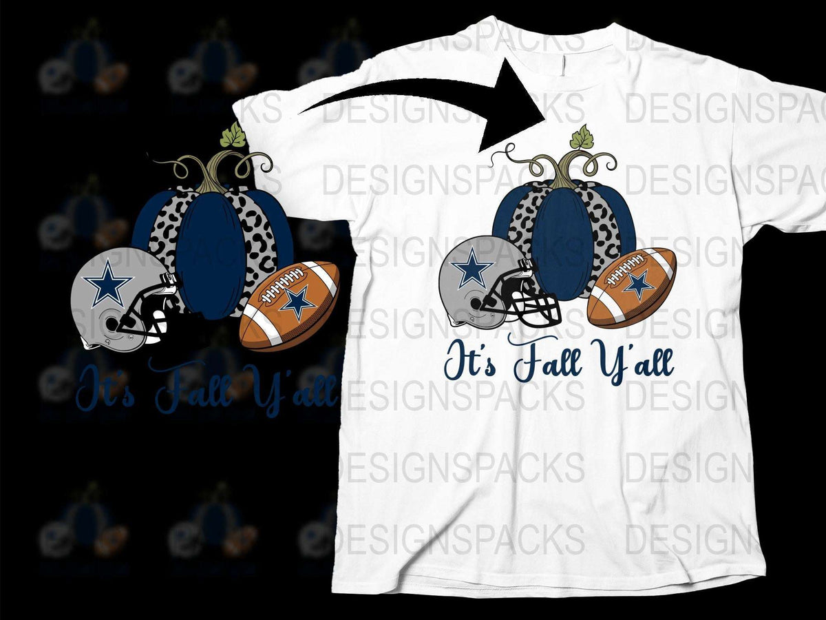 Dallas Football Themed T-Shirt, It's Fall Y'all, Sports Fan Apparel, Game Day Shirt, Autumn Football Season, Unisex and Youth Sizes