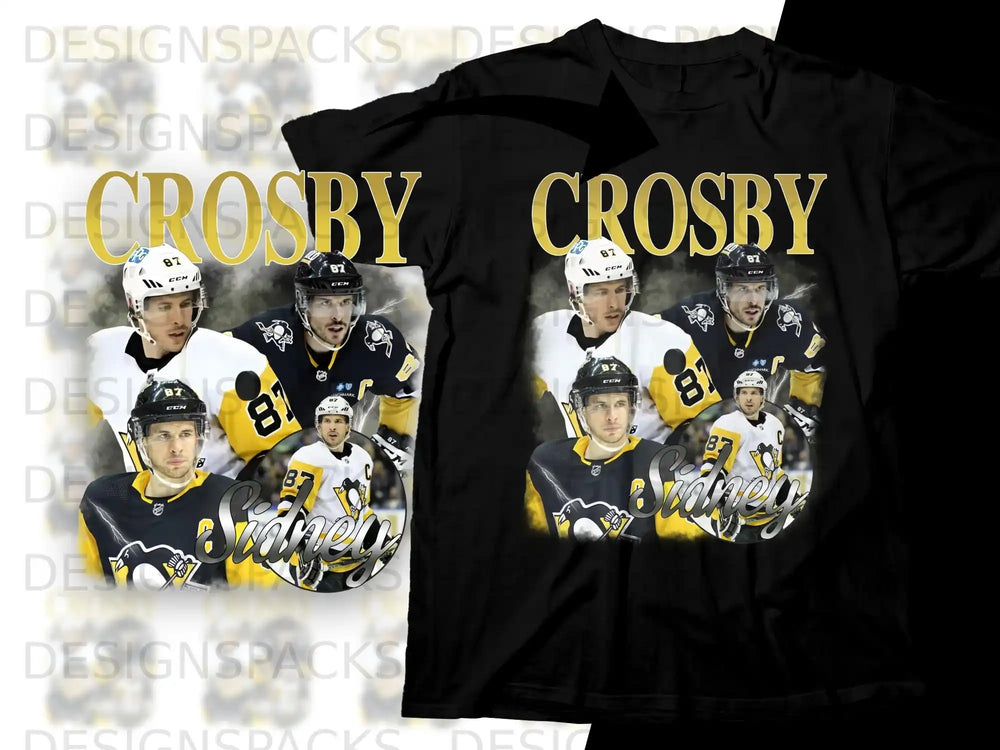 Pittsburgh Penguins t-shirt featuring Sidney Crosby, number 87, and team graphics.