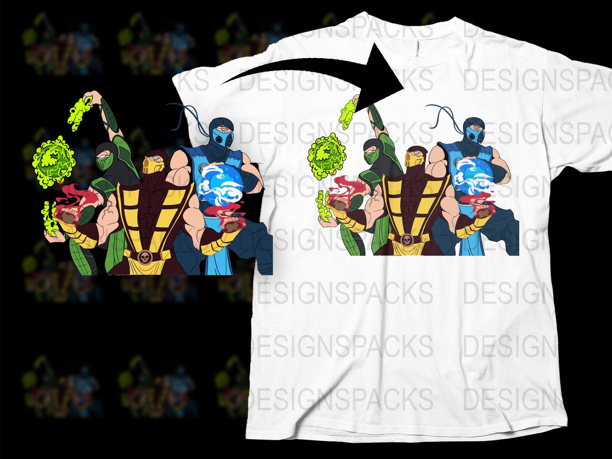 Colorful Ninja Cartoon Characters T-Shirt, Unisex Graphic Tee, Unique Martial Arts Apparel