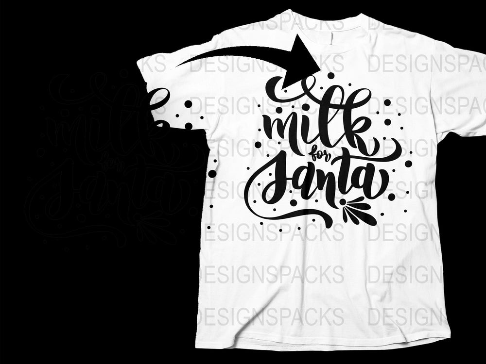 Festive 'Milk for Santa' Christmas T-Shirt, Holiday Graphic Tee, Unisex Winter Apparel, Casual Style Top