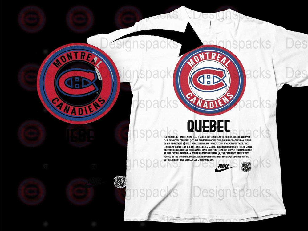 Montreal Canadiens T-Shirt, Quebec NHL Team Logo, Nike Sports Apparel White Tee