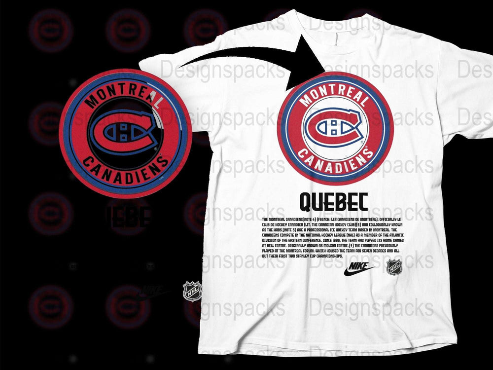 Montreal Canadiens T-Shirt, Quebec NHL Team Logo, Nike Sports Apparel White Tee