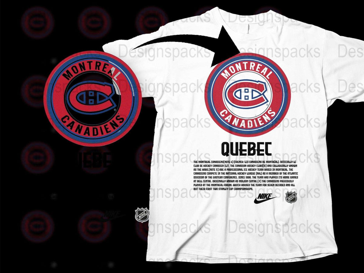 Montreal Canadiens T-Shirt, Quebec NHL Team Logo, Nike Sports Apparel White Tee