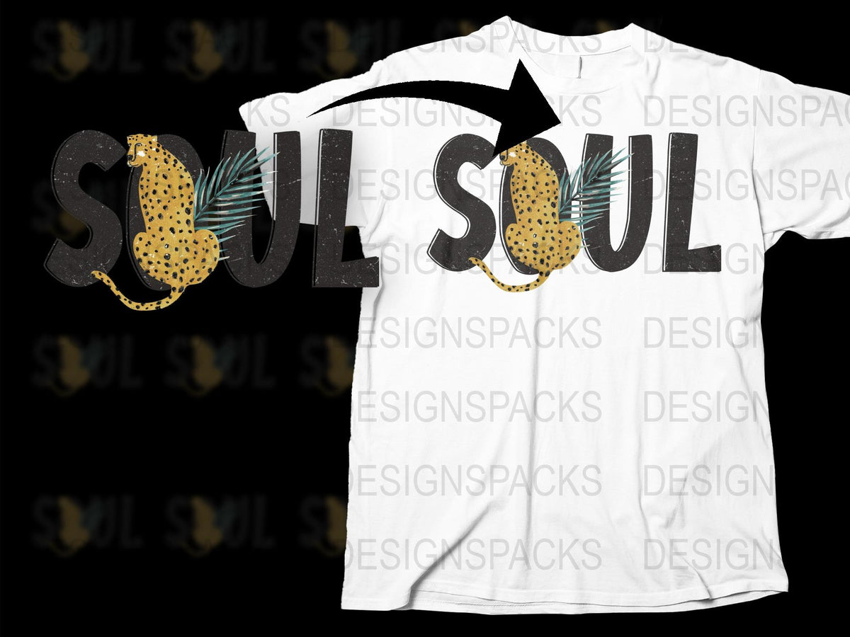 Men's Graphic T-Shirt with Tropical Leaf and Soul Text, Stylish Summer Casual Wear