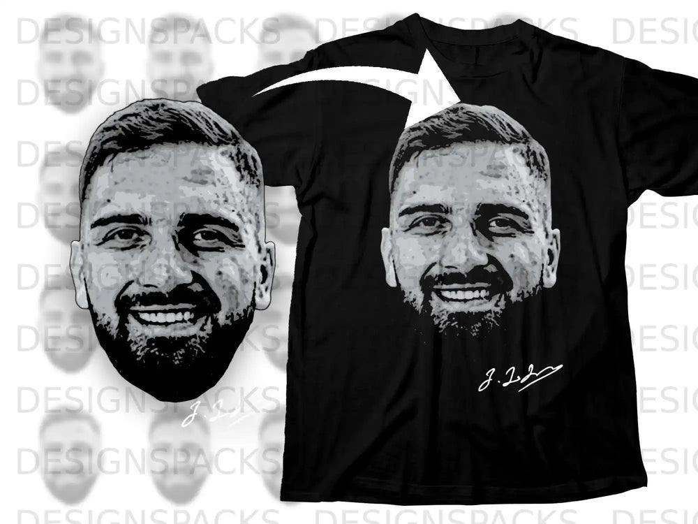 Custom Graphic Face Print T-Shirt with Signature Design