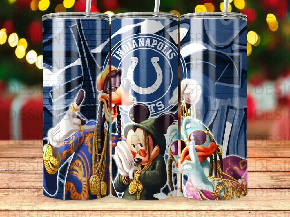 Indianapolis Colts characters in bling on a blue background.