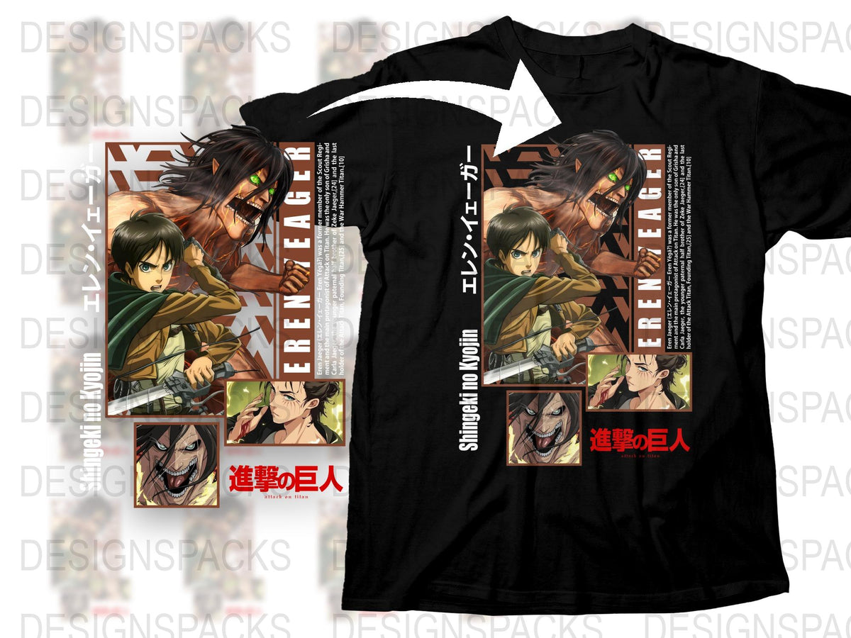 Attack on Titan Eren Yeager Anime T-Shirt, Unisex Graphic Tee, Japanese Manga Shirt, Casual Cosplay Apparel