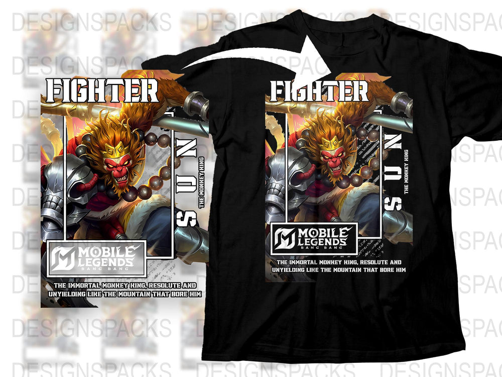 Mobile Legends Fighter T-Shirt, Immortal Monkey King Graphic Tee, Unisex Casual Gaming Apparel