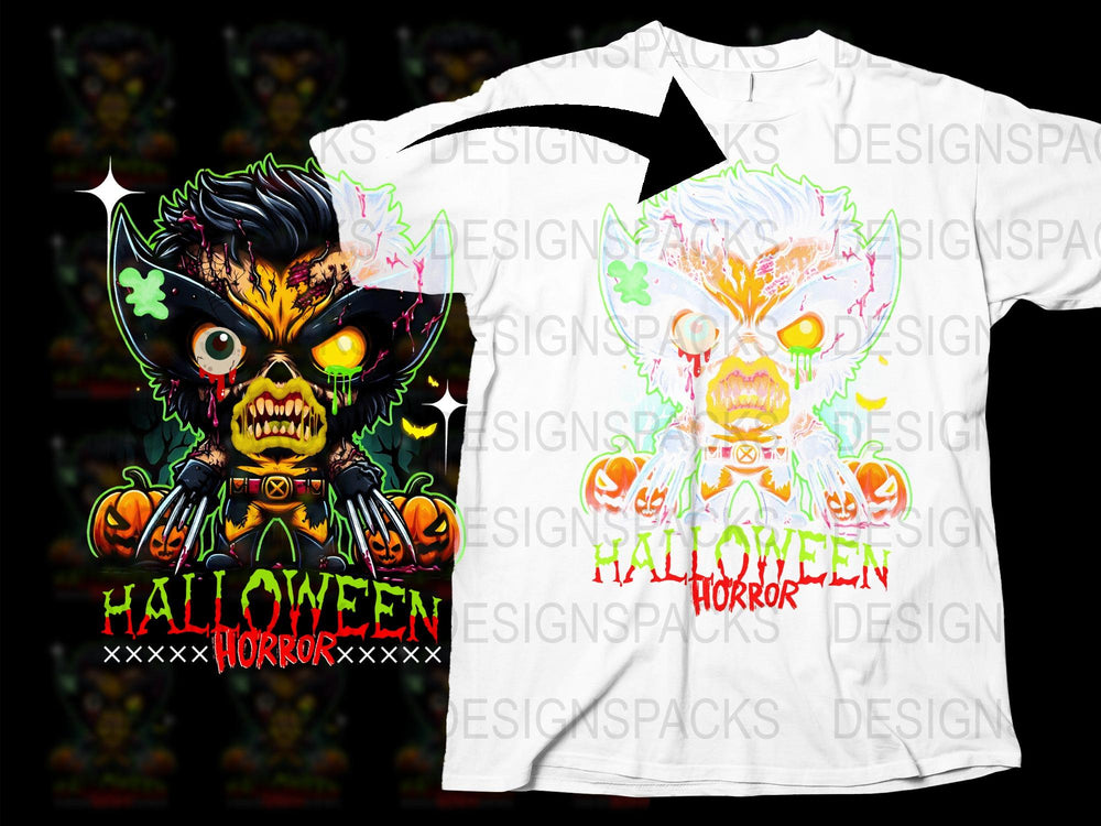 Halloween Horror Graphic T-Shirt, Spooky Pumpkin Skull Design, Men's Women's Fashion Tee
