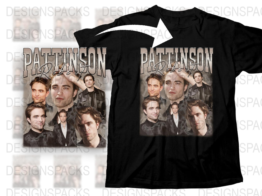 Celebrity Graphic T-Shirt, Men's Black Cotton Tee with Actor Print, Casual Streetwear Shirt