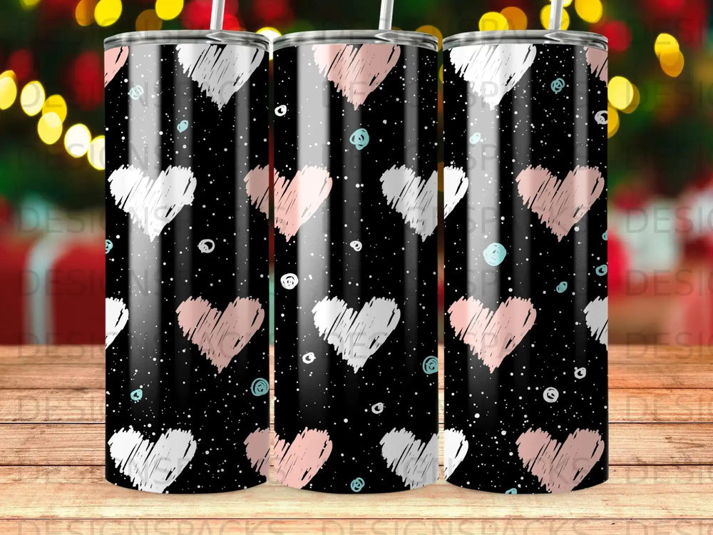 Black Sketched Hearts White Speckles Love product type