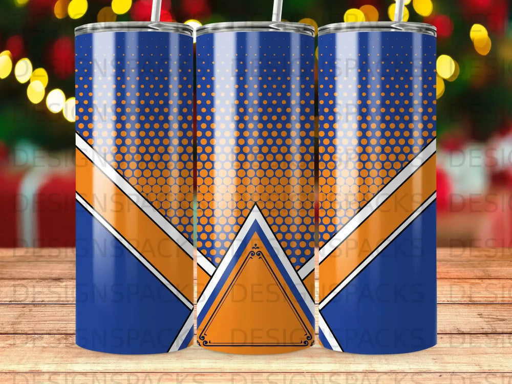 Blue Orange Dotted Stripe Geometric Design Tumbler product type