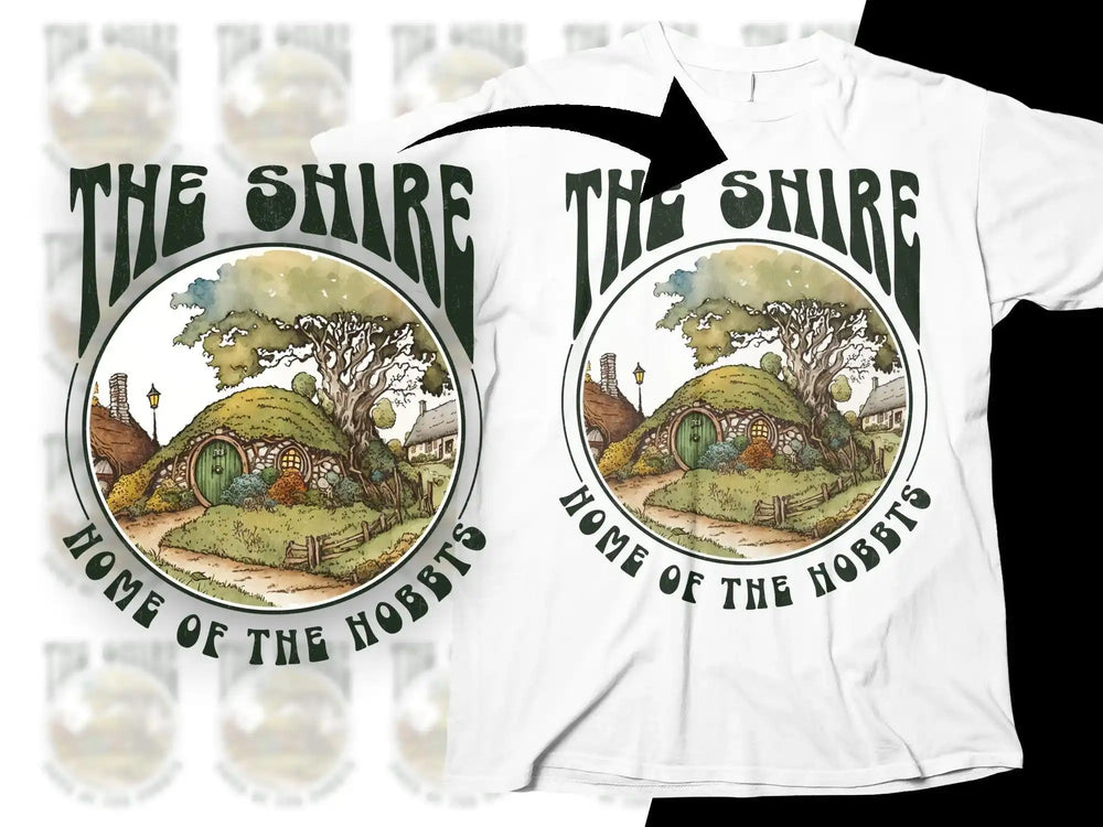 The Shire Hobbit Home Design on White T-Shirt
