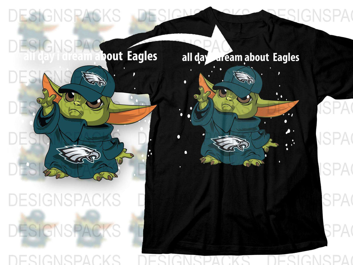 Star Wars Inspired Yoda Eagle Mashup T-Shirt, Graphic Tee for Fans, Unisex Football Themed Apparel