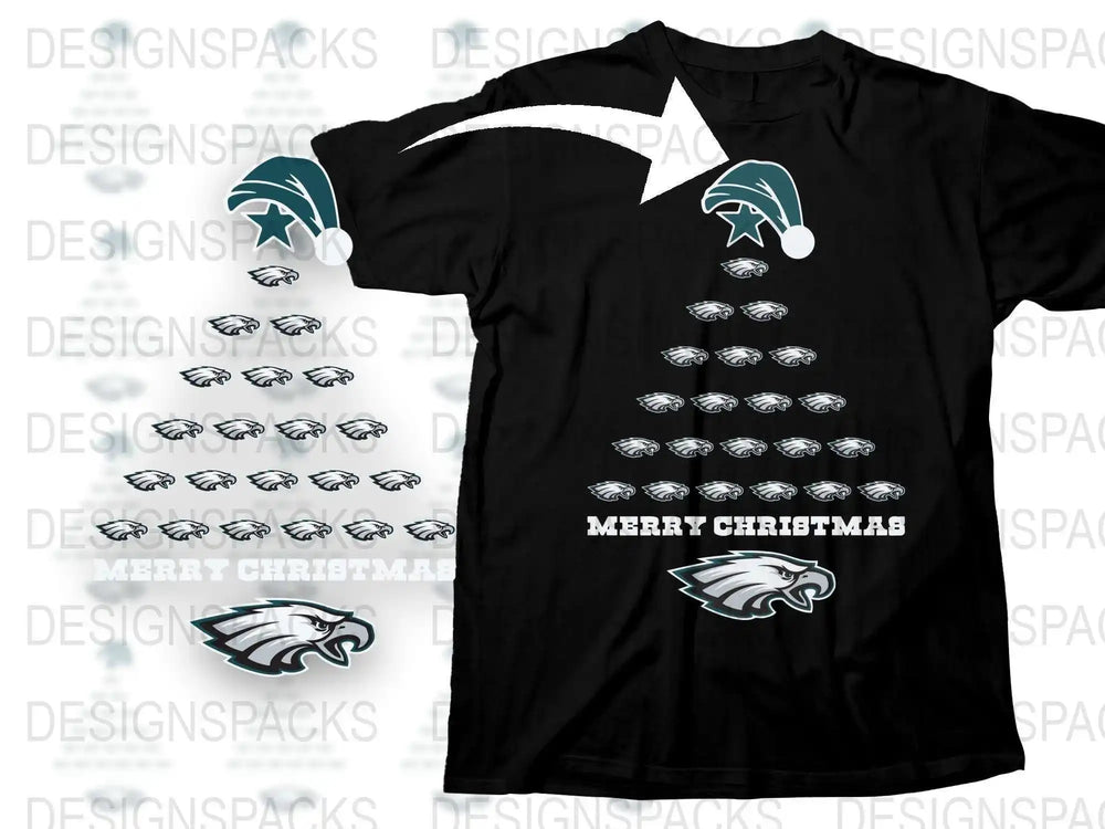 Philadelphia Eagles Christmas T-Shirt, Holiday Sports Fan Gift, Festive Football Tee, Winter Apparel