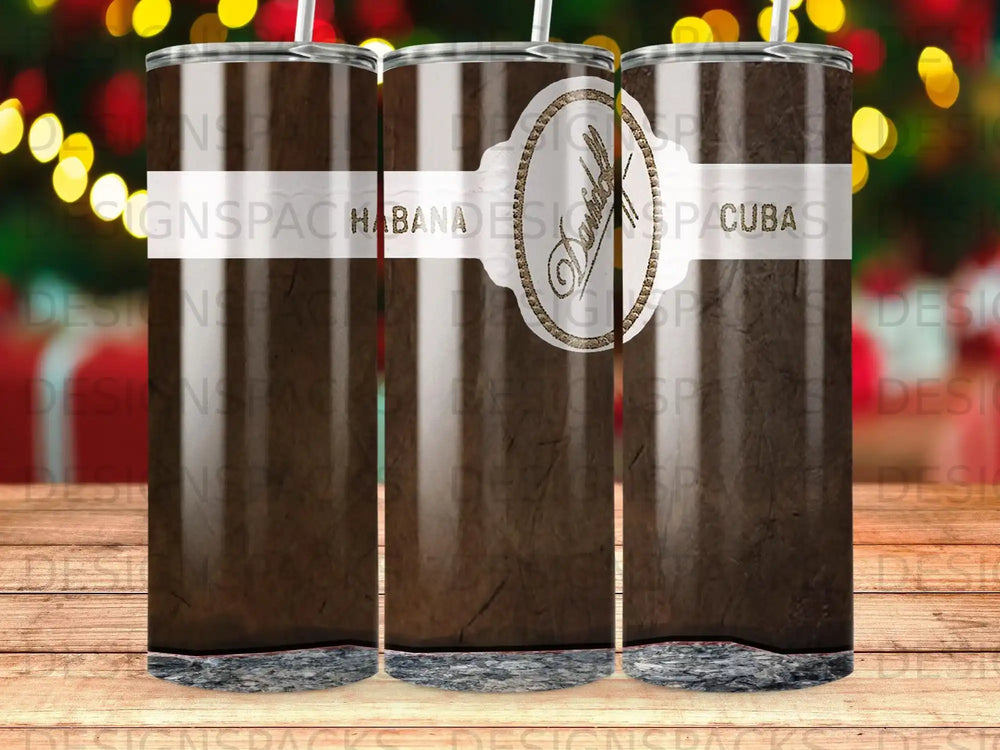 Tumbler with a tobacco leaf design and "Habana" text.