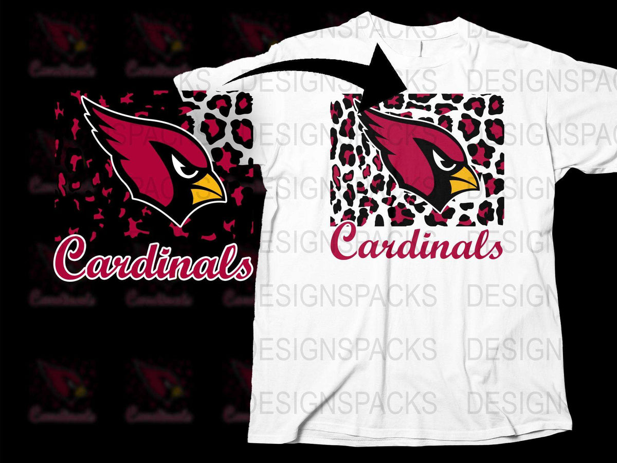 Cardinals Theme White T-Shirt, Stylish Animal Print Design, Casual Graphic Tee